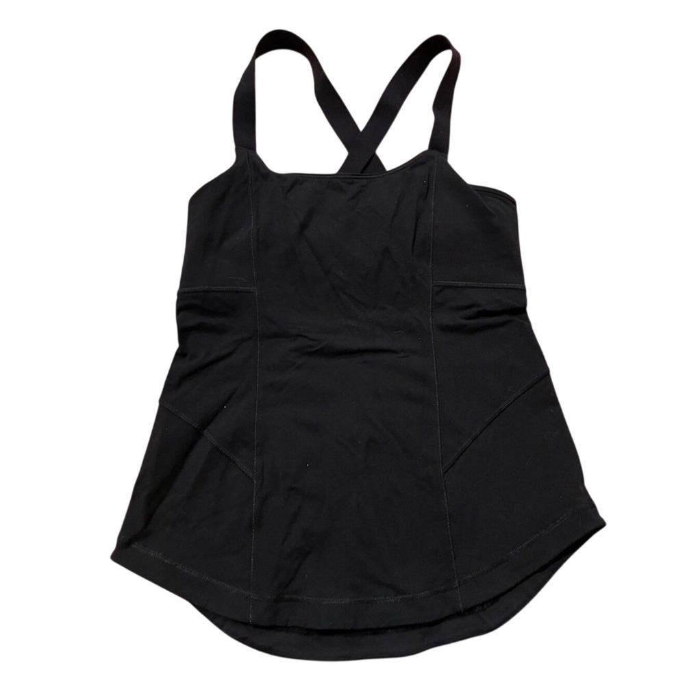 Lululemon Black Crisscross Strap Athletic Tank Top Built‎ in Bra Size 8